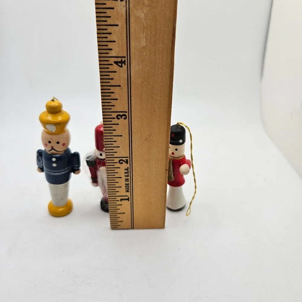 Vintage Wooden Mini  Nutcracker Soldier Christmas Ornaments Lot of 3